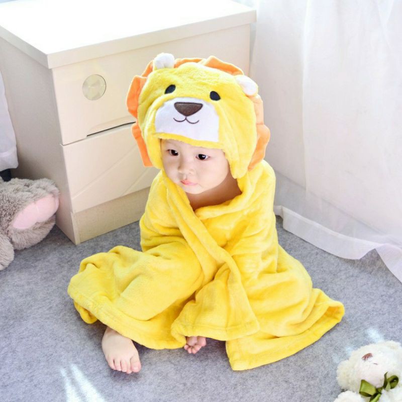 Chăn ủ bé sơ sinh mùa đông có mũ hình thú siêu ấm