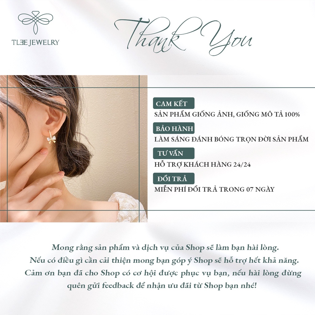 Khuyên tai bạc nữ TLEE nơ nạm đá mini dịu dàng, nữ tính NCJ B0112