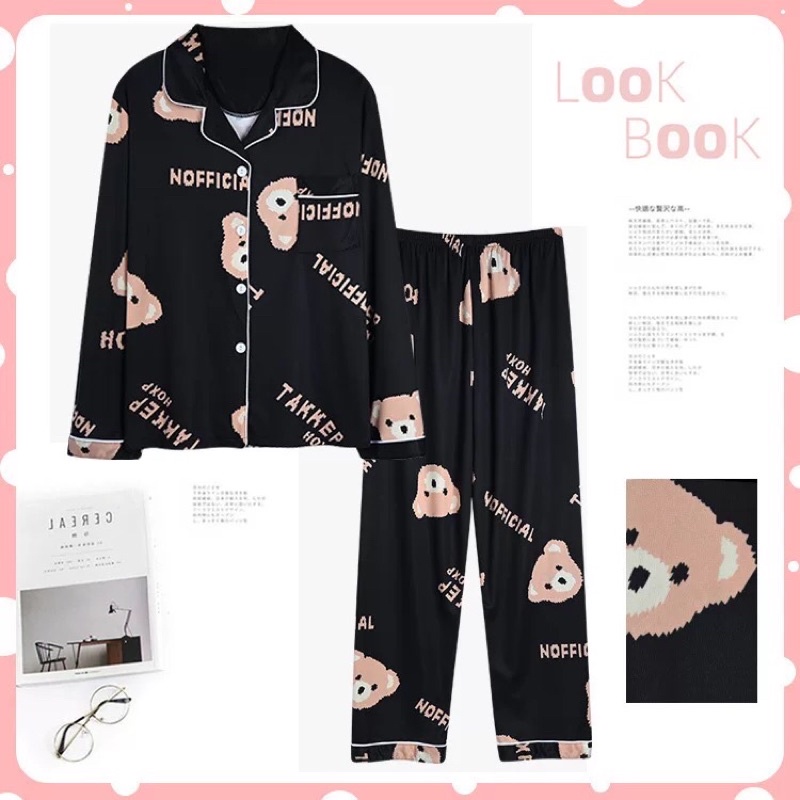 [Sẵn] Bộ Pyjama dài tay lookbook Hàng Quảng châu cực xinh