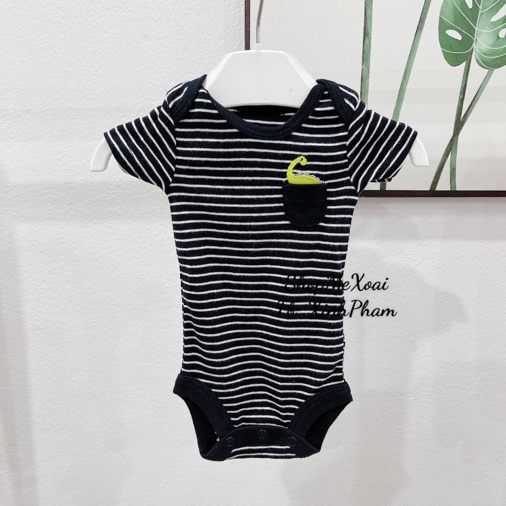Body chip cho bé 1-2,5kg(sinh non, thiếu tháng) 100% cotton, màu kẻ đen hiệu Carter