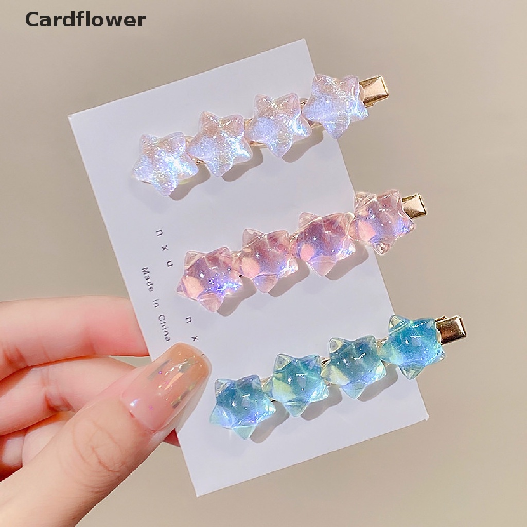 &lt; Cardflower &gt; Kẹp Tóc Hình Ngôi Sao / Trái Tim Màu Gradient Dễ Thương Ngọt Ngào Thời Trang Mùa Hè Dành Cho Bạn Gái Đang