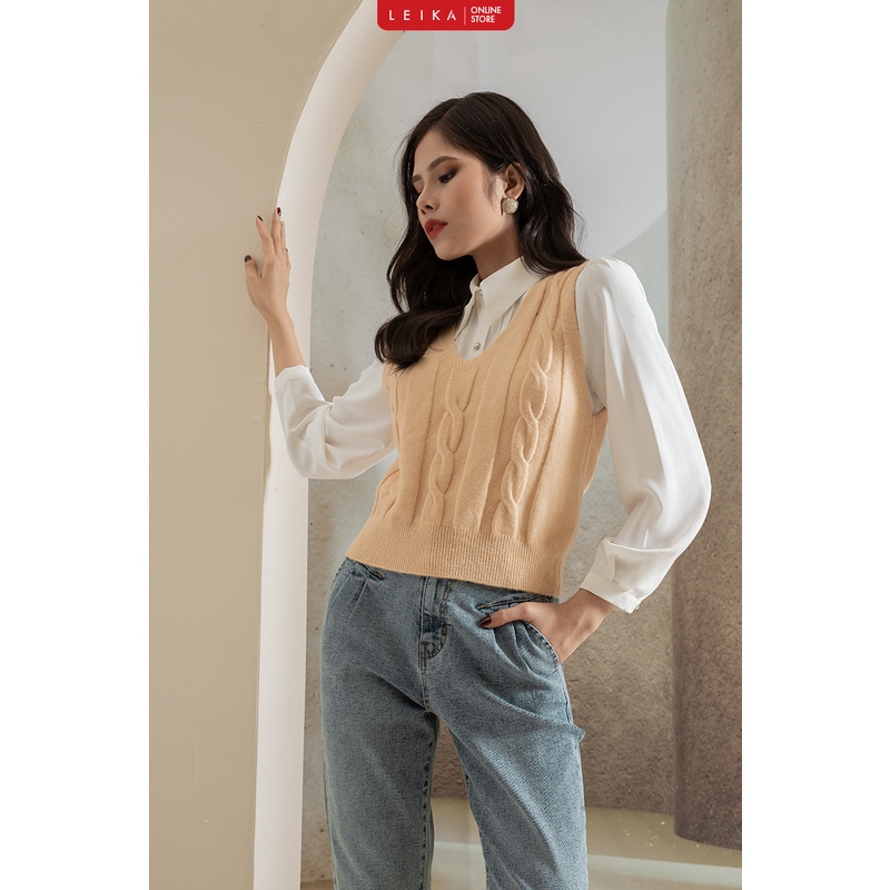 [Mã AFF22MALL30K giảm 30k đơn 99k] Áo len gile nữ xanh, vàng, be LEIKA | BigBuy360 - bigbuy360.vn