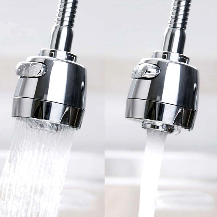 Đầu Gắn Vòi Nước Rửa Chén Xoay 360 Độ Inox Điều Chỉnh Dòng Chảy loại dài