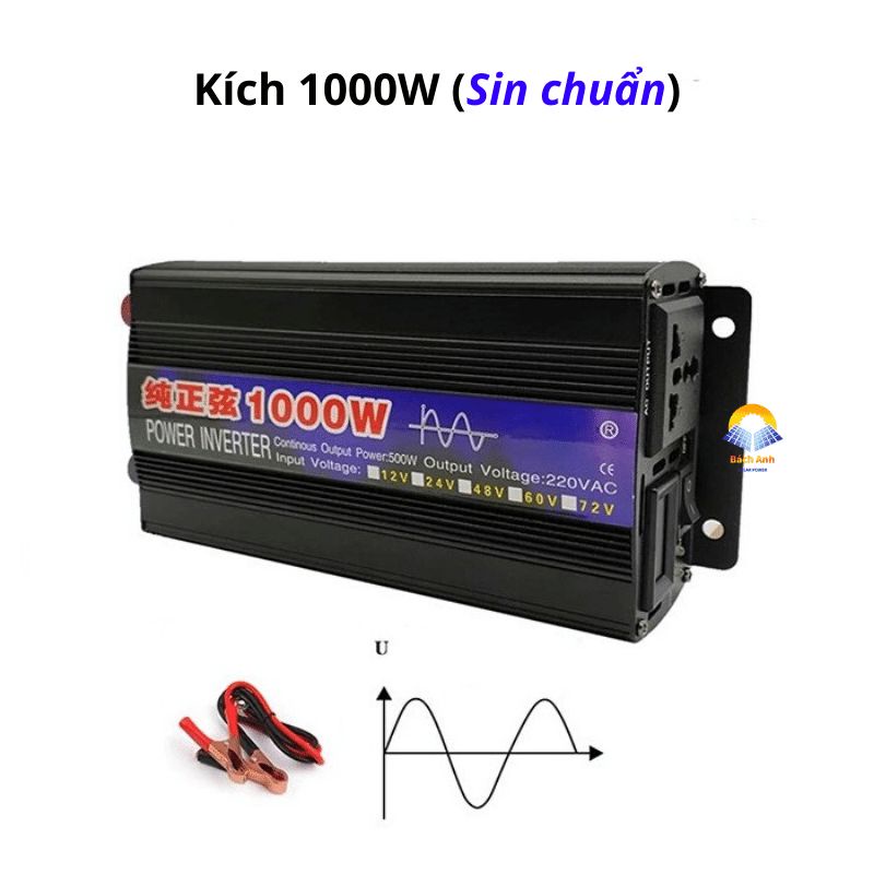 Kích điện 1000W-12V(sin chuẩn), chống ngược cực