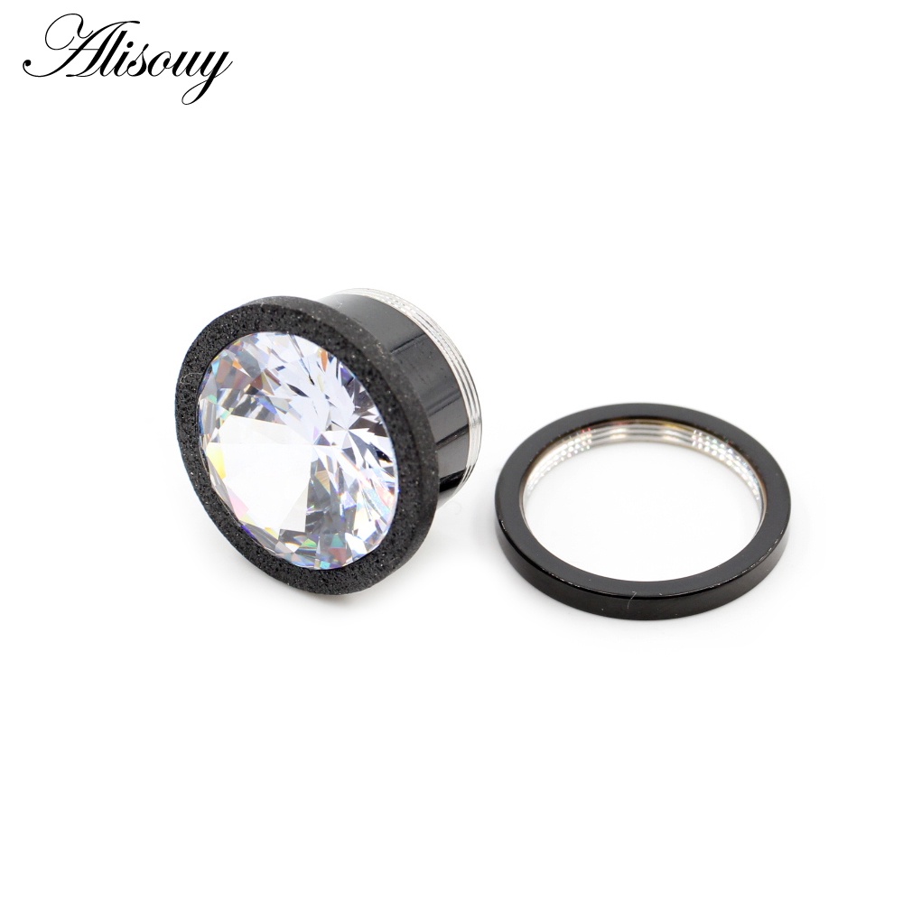 Set 2 Khuyên Nong Tai Bằng Thép Không Gỉ Đính Đá Zircon Cá Tính