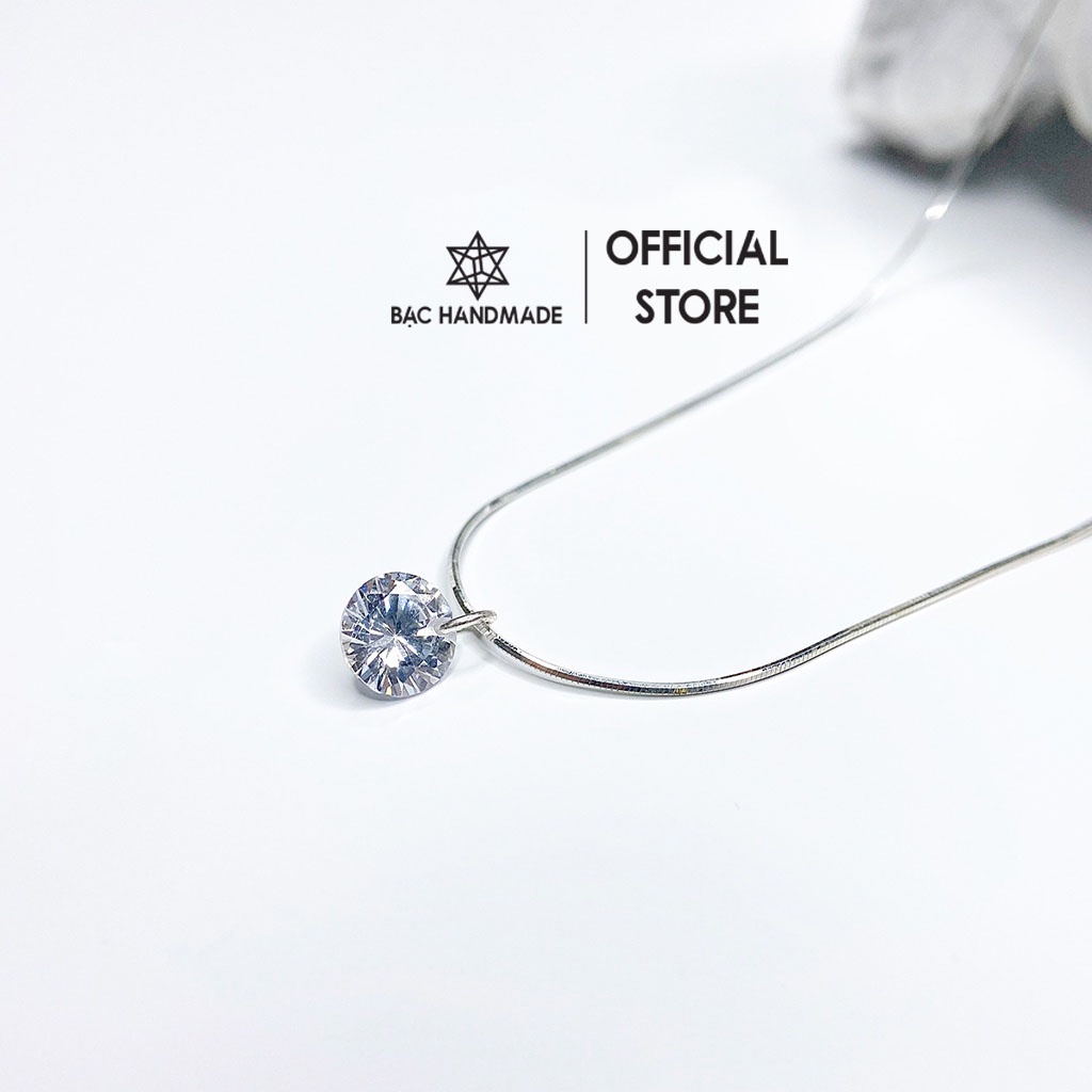 Dây chuyền Bạc Handmade.Vòng cổ nữ choker hạt đá lấp lánh bạc nguyên chất