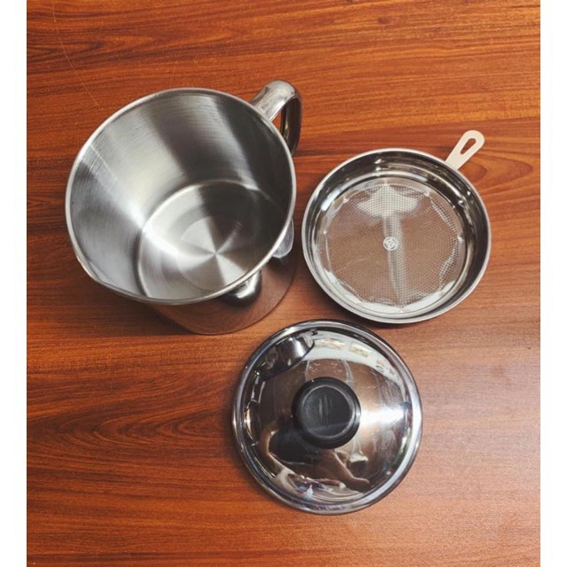 Ca lọc dầu ăn dung tích 420ml chất liệu inox 304 không gỉ sét tiện lợi, nắp đậy kín đáo, bảo quản sạch sẽ