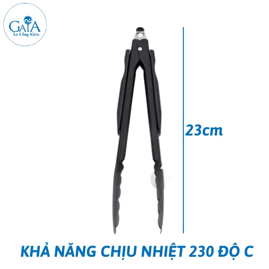 [MỚI] Kẹp Gắp Thức Ăn, Nướng Thịt Cá Bằng Thép Không Gỉ Màu Đen Sang Trọng KT 23cm