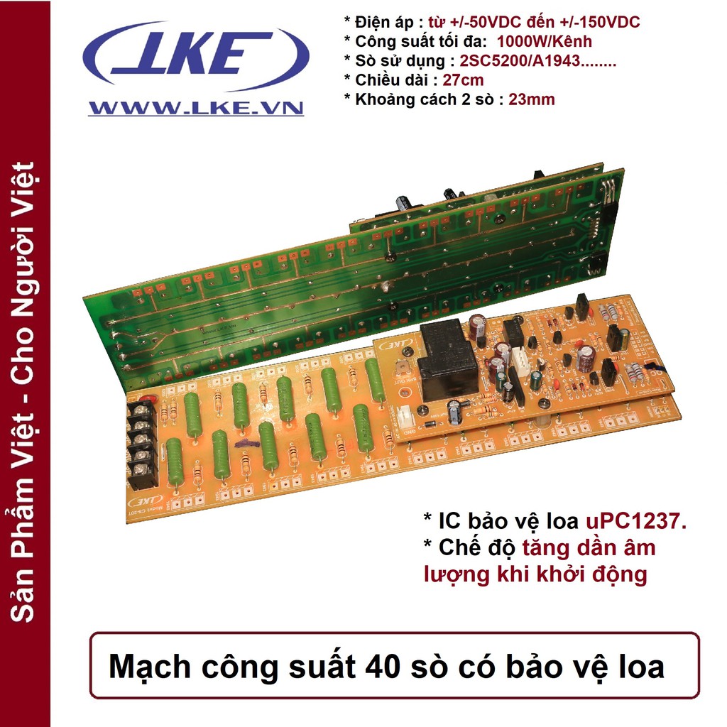 1 Cặp mạch công suất 40 sò tích hợp bảo vệ loa fip vàng LKE
