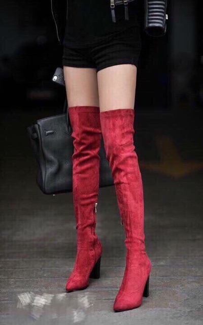 Boots đùi da lộn 9p Remy store đen be đỏ 3 màu | BigBuy360 - bigbuy360.vn