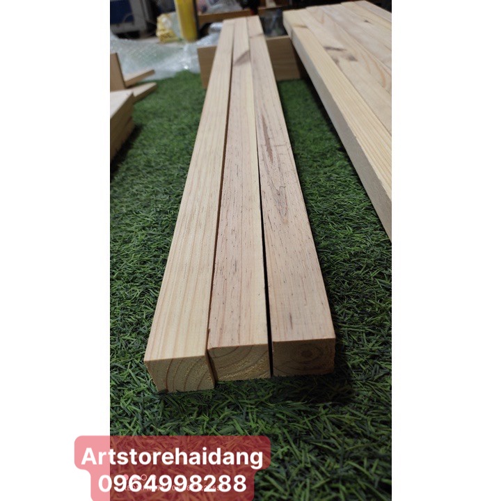 Thanh gỗ thông vuông 2cm x 2cm làm đồ nội thất, trang trí, được bào láng nhiều kích thước dài khác nhau