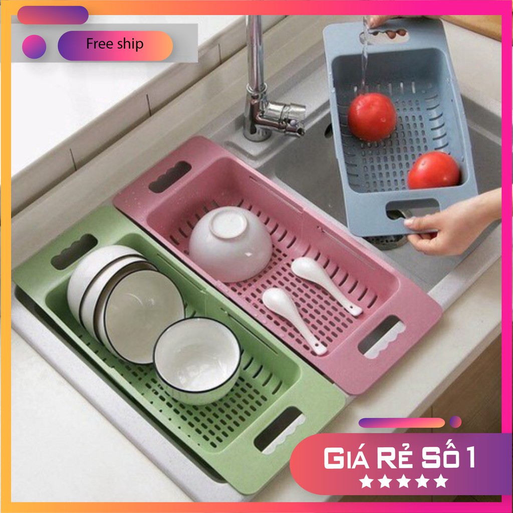 Rổ gác bồn rửa bát thông minh gấp gọn, khay nhựa đa năng có thể điều chỉnh kích thước gài bồn rửa chén 5613