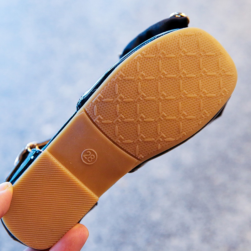 Xăng đan Da Đế Bằng Phối Nơ Thanh Lịch Cho Bé Gái 3-16 Tuổi