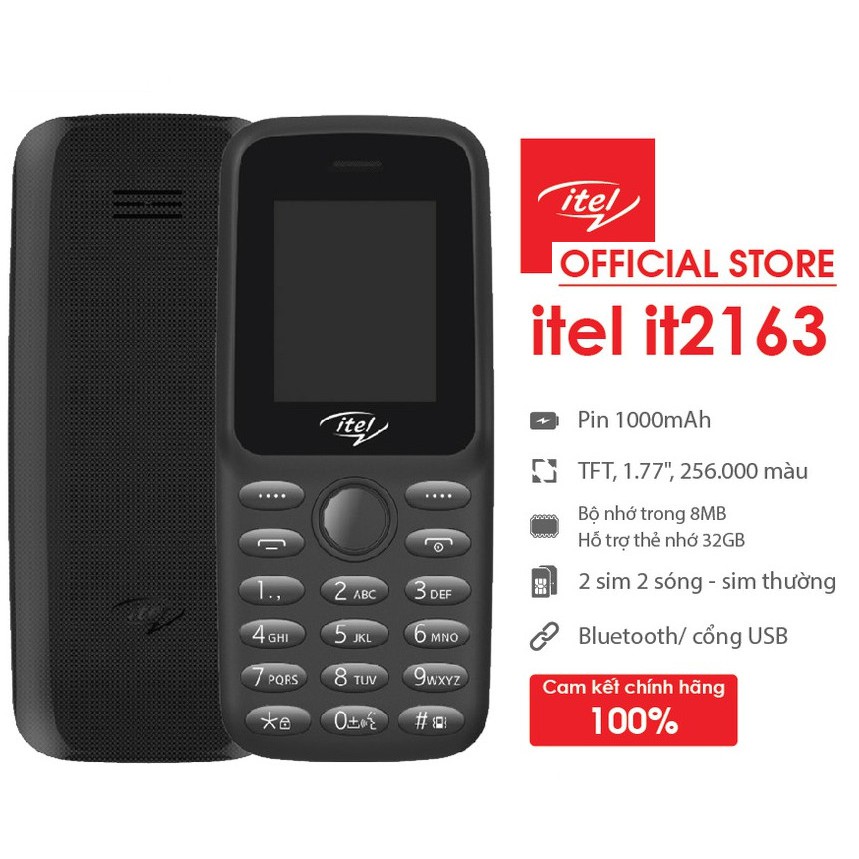 ĐIỆN THOẠI ITEL 2 SIM PIN BỀN GIÁ RẺ  ITEL it2163 – HÀNG CHÍNH HÃNG BẢO HÀNH 12 THÁNG