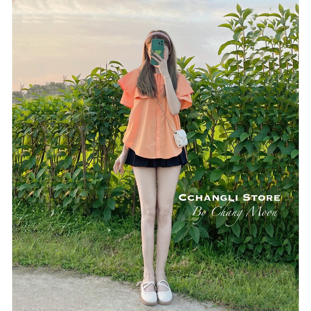 Áo sơ mi kiểu nữ cổ sen dáng babydoll chất thô hàn mềm mịn mặc cực sáng da và điệu đà