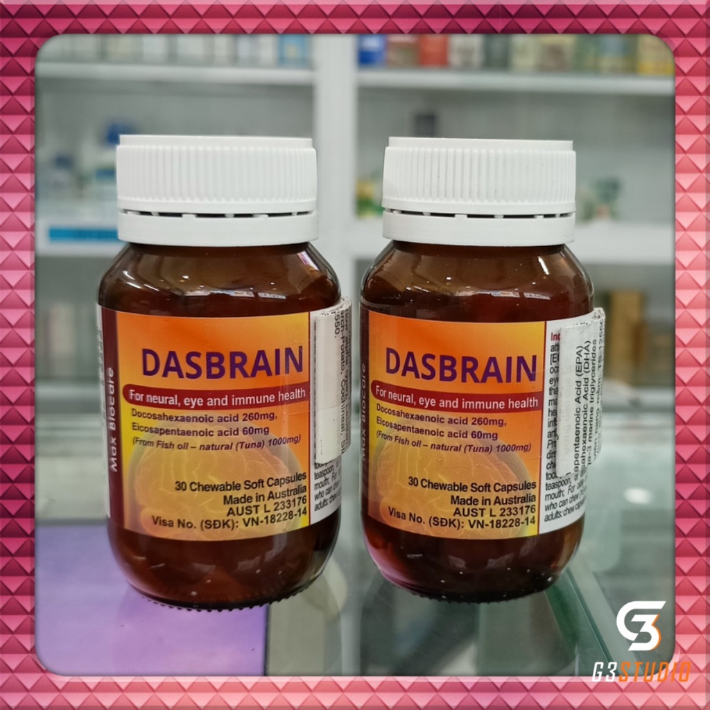 (Chính Hãng) DASBRAIN Viên uống bổ não, Omega 3 cho mắt, não, tăng cường hệ miễn dịch Lọ 30 viên