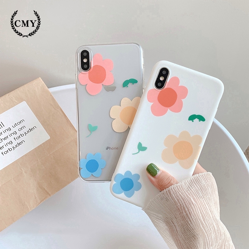Ốp điện thoại TPU silicon in họa tiết hoa ba màu cho iPhone11/11Pro 11pro Max X XR XS XS MAX 6 7 8 plus SE | BigBuy360 - bigbuy360.vn
