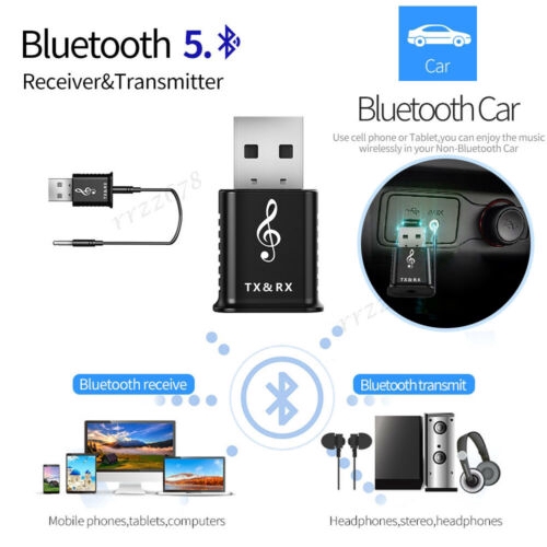 USB thu tín hiệu âm thanh Bluetooth 5.0 2 trong 1 tiện dụng cho xe hơi/ tivi/ máy tính