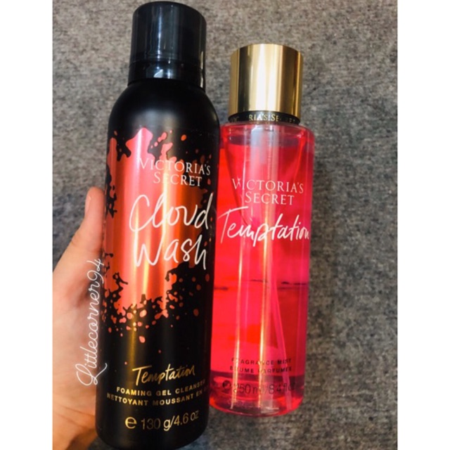 Set mist + gel tắm tạo bọt Victoria Secret Temptation
