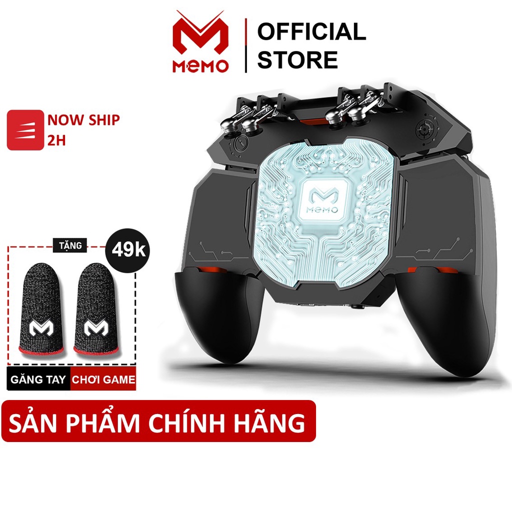 Tay cầm chơi game kèm quạt tản nhiệt sò lạnh MEMO DL88 thao tác 6 ngón hỗ trợ ghìm tâm chơi pubg freefire liên quân FF