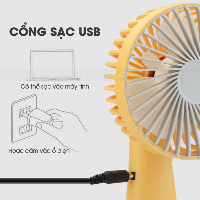 [CHÍNH HÃNG] Quạt cầm tay mini KD-129 có 2 Tốc độ, sẵn pin, sạc điện - Xua tan nóng bức, nhỏ gọn tiện dụng, xinh xắn