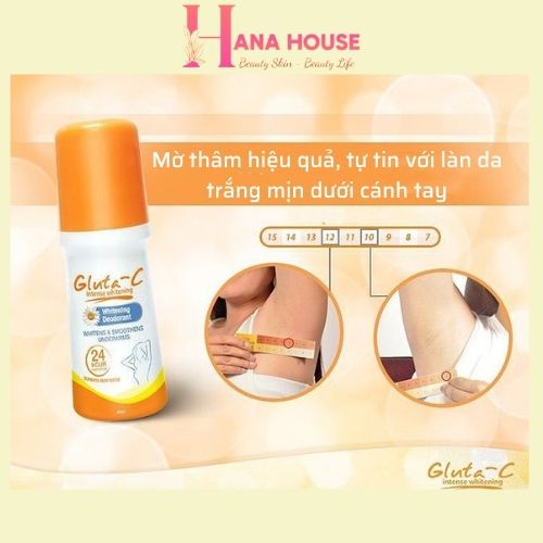 Lăn nách GLUTA-C khử mùi,mờ thâm,dưỡng trắng da 14 ngày.