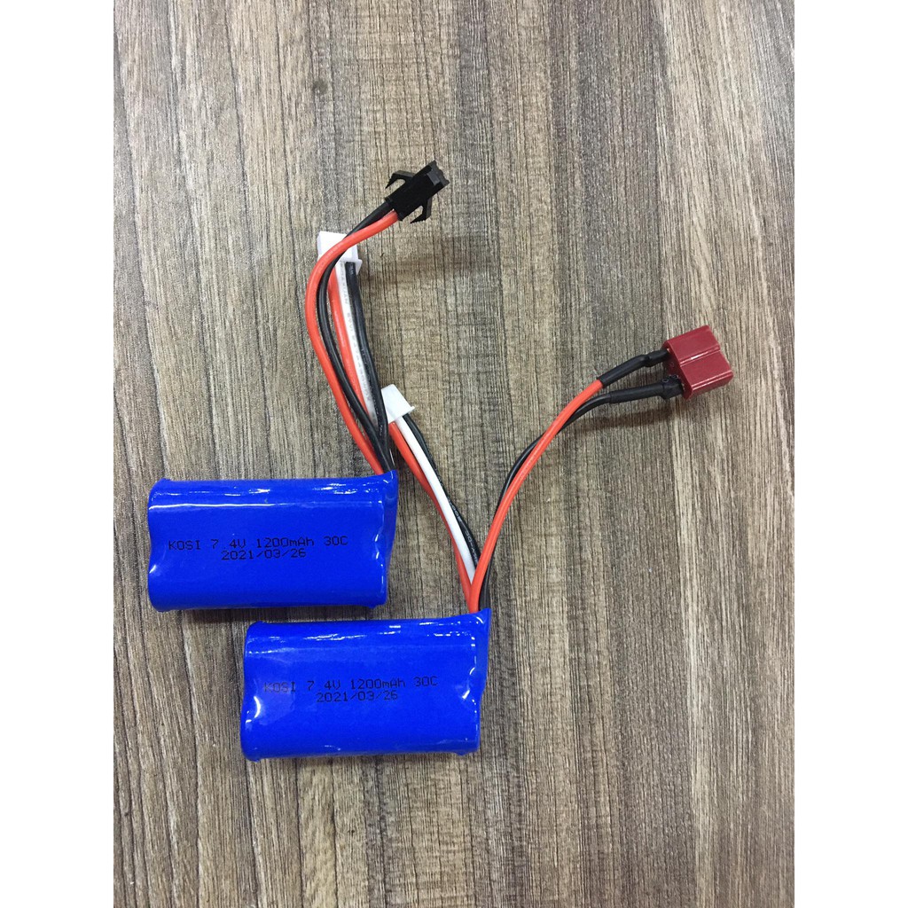 Pin Lion Kosi 2S 7.4V 2500mah jack T giắc SM dùng cho xe điều khiển, tàu thuyền, cano, pin 7,4v 1200mah Jack SM giắc T