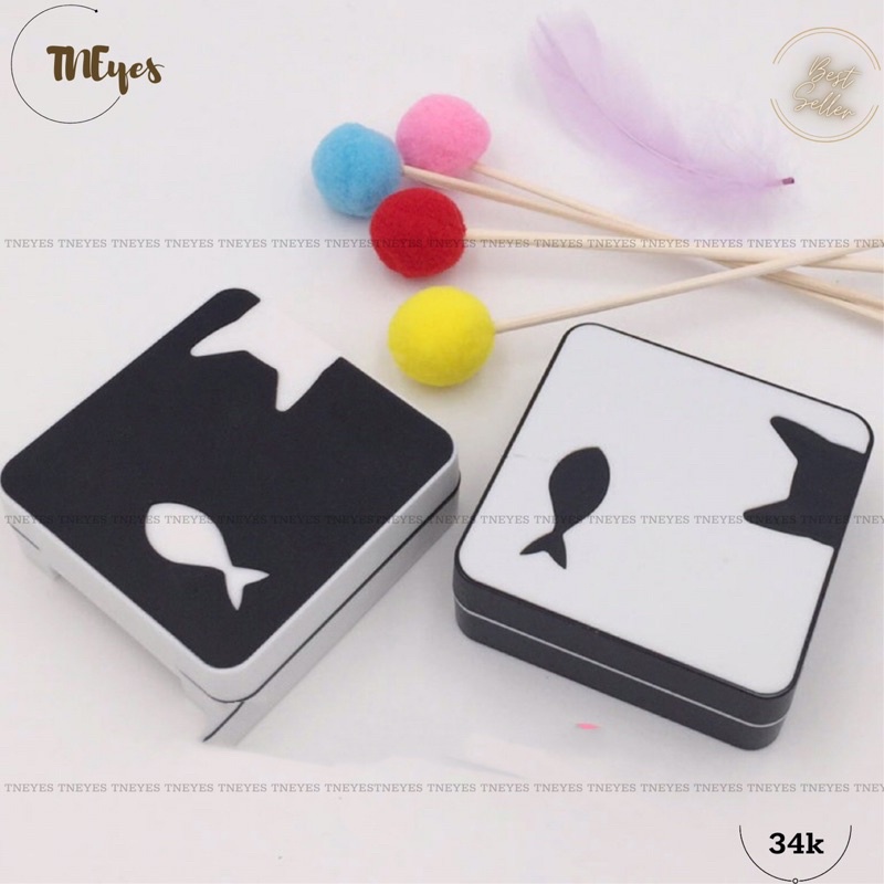 Khay Gương Vuông Đựng Lens Kính Áp Tròng Có Gương Full Dụng Cụ Đeo