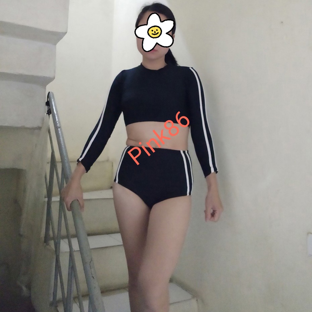 [HÌNH THẬT] Bộ đồ bơi áo croptop dài tay quần short năng động BK-552i