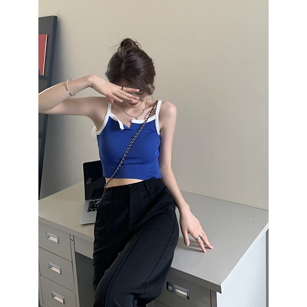 Cocory vn Áo Len Nữ Không Tay Phong Cách Hàn Quốc Gợi Cảm Thời Trang Mùa Hè Có 4 Màu