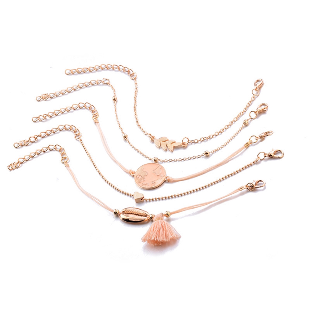 Bộ 5 vòng đeo tay bằng kim loại thiết kế nhiều kiểu xinh xắn cho nữ