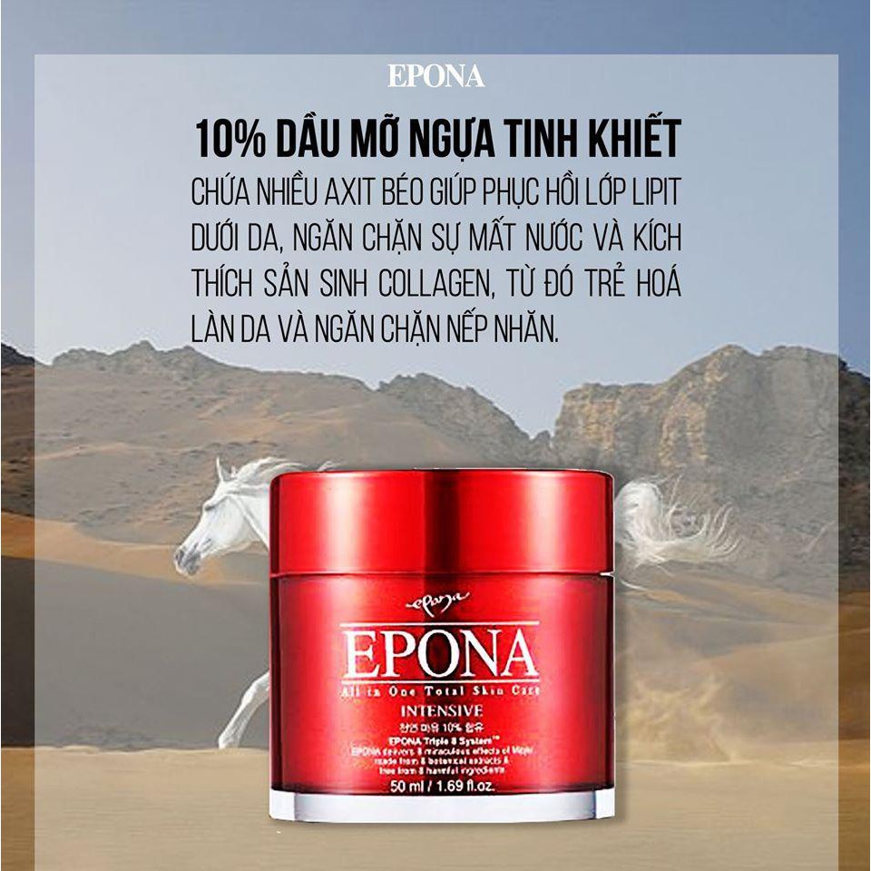 Kem Dưỡng Da Đa Năng Epona All In One Total Skin Care Intensive Chống Lão Hóa, Dưỡng Sáng Da Chiết Xuất Dầu Ngựa  50ml