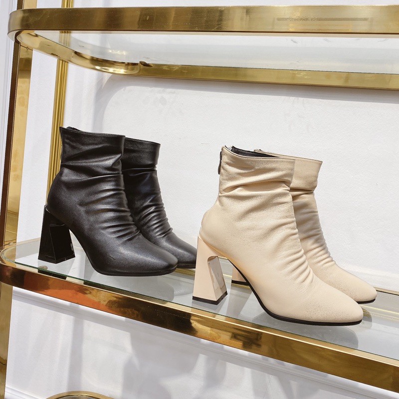 Bốt boot lửng nhăn gót cách điệu fullbox hàng quảng châu cao cấp