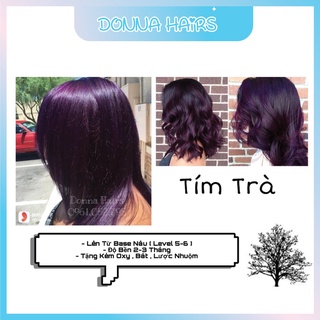 Thuốc Nhuộm Tóc Màu TÍM TRÀ KHÔNG TẨY, Donna Hairs