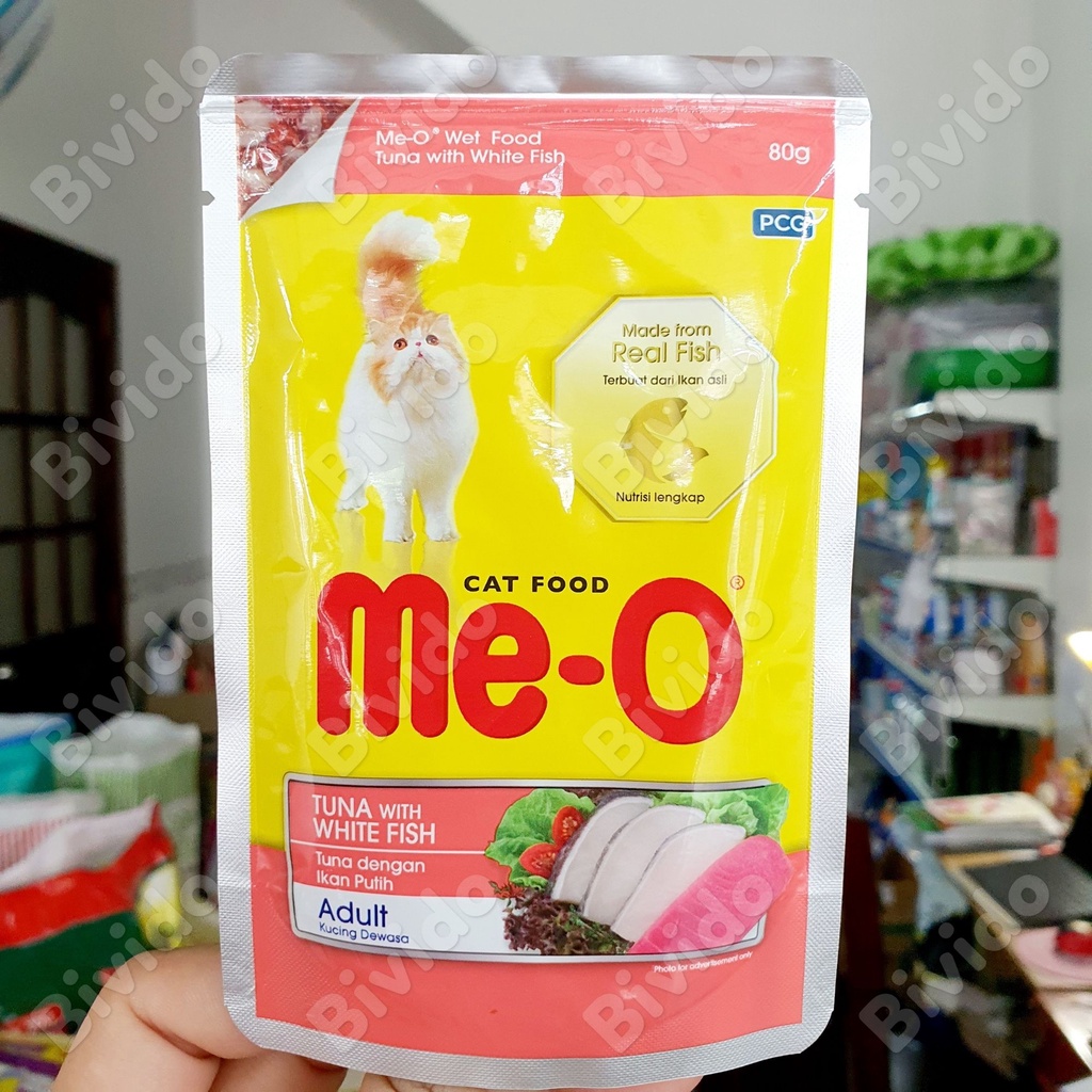 Pate Me-O cho mèo giá rẻ dinh dưỡng đủ vị túi 80g - Bivido
