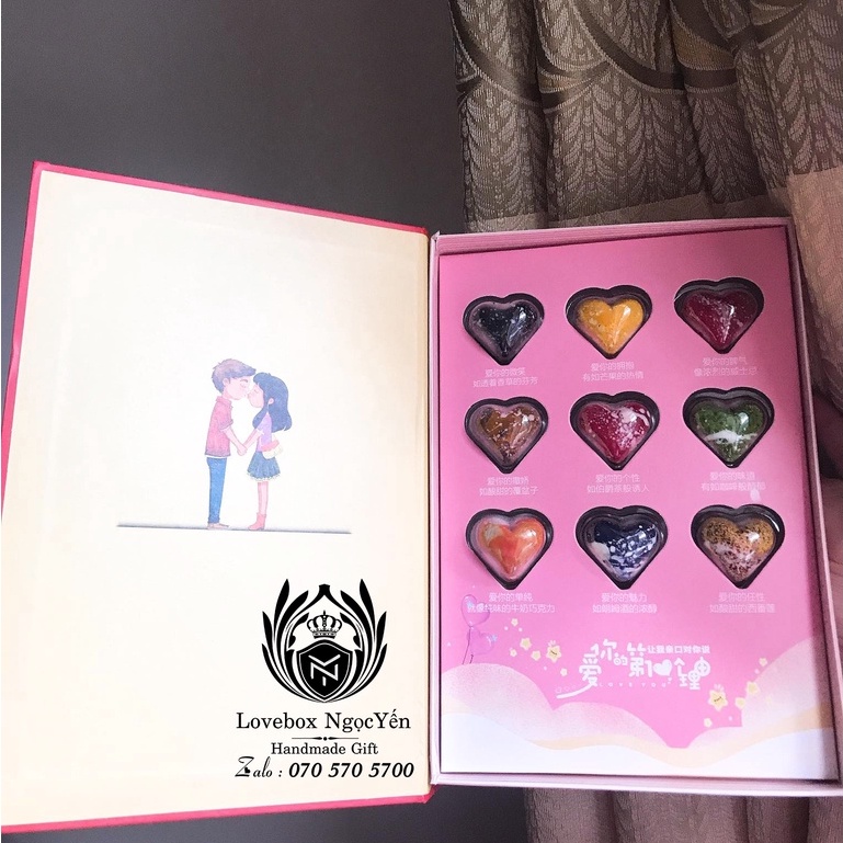 Socola valentine hình cuốn sách đỏ, kèm túi thiệp