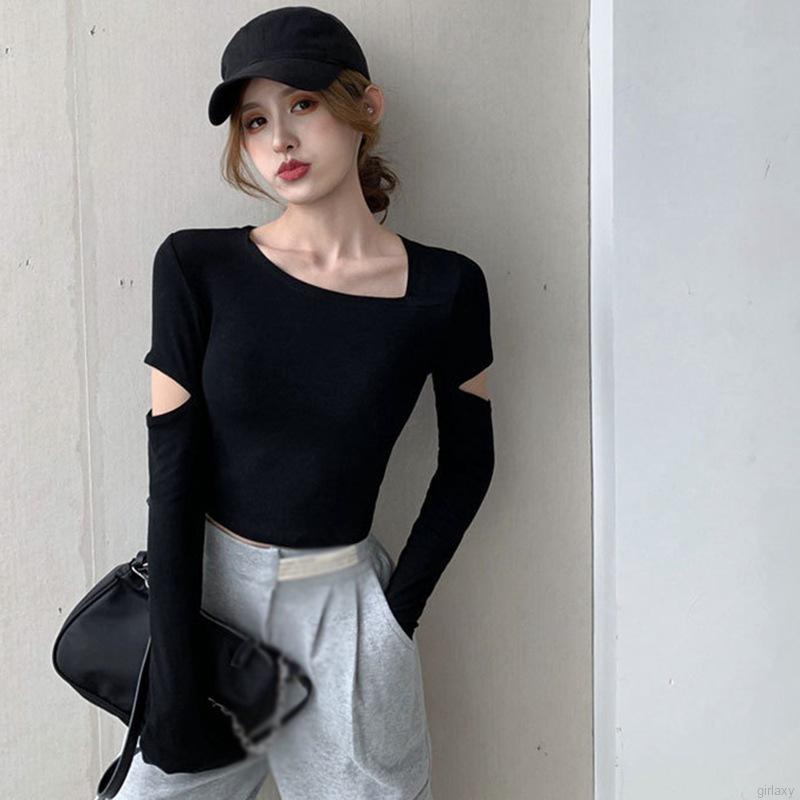 Áo dệt kim tay dài màu sắc đơn giản phong cách Hàn Quốc cho nữ