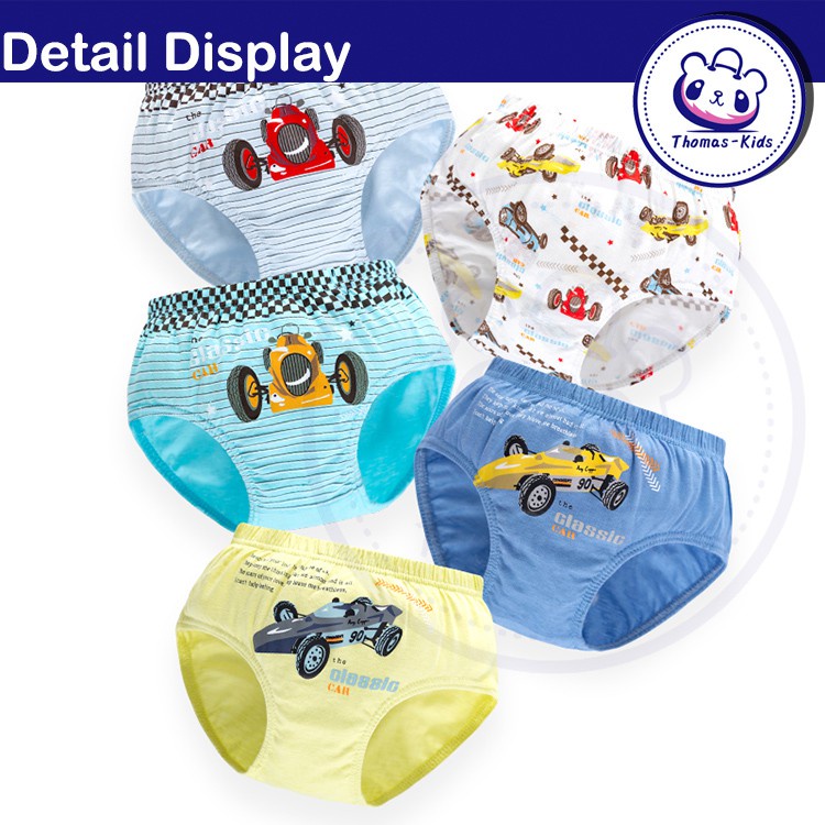 Set 5 Quần Lót Tam Giác In Hình Khủng Long Hoạt Hình Thời Trang Cho Bé Trai