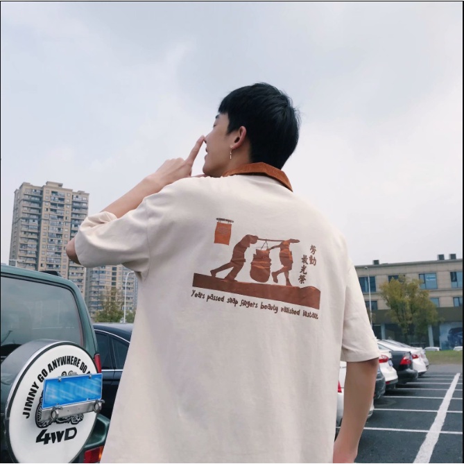 polo nam bông áo thun nam unisex from rộng áo phông nam thời trang áo polo phong cách Hàn Quốc áo thun kiểu nữ tiếng Nhật áo thun có cổ nữ