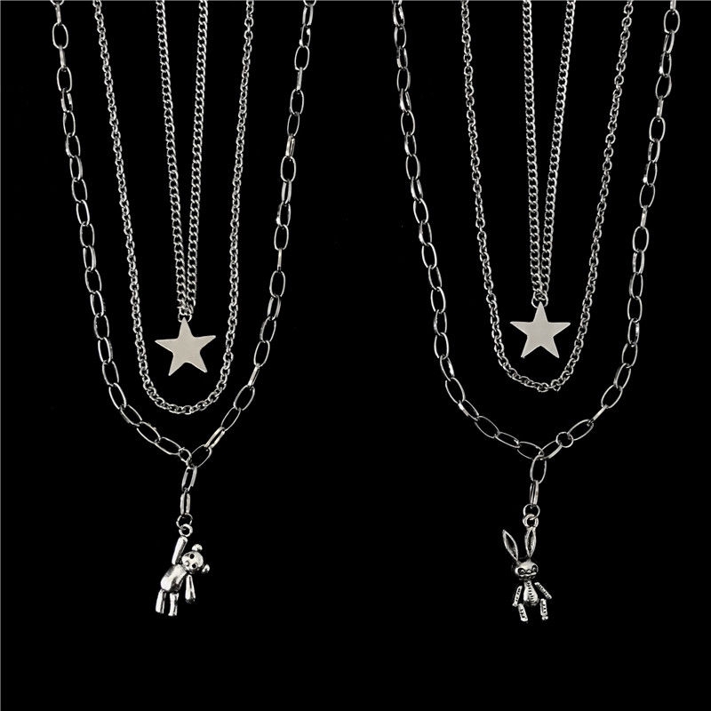 Dây Chuyền Nhiều Lớp Mặt Hình Thỏ Và Ngôi Sao Xinh Xắn 223974 Dây Chuyền Thiết Kế Độc Đáo Phong Cách Harajuku Hàn Quốc Dễ Phối Đồ Cho Nam Và Nữ