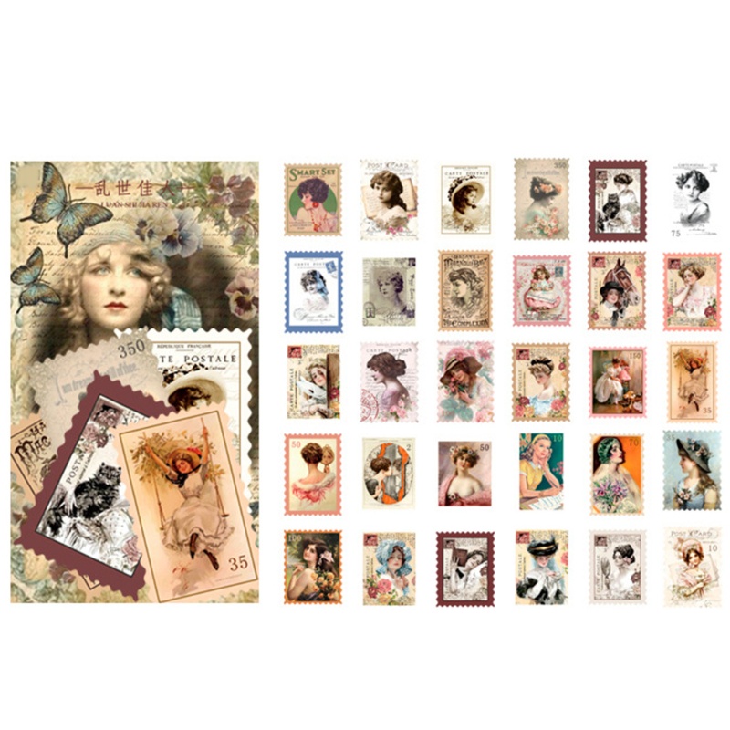 Bộ 60 miếng dán trang trí phong cách vintage