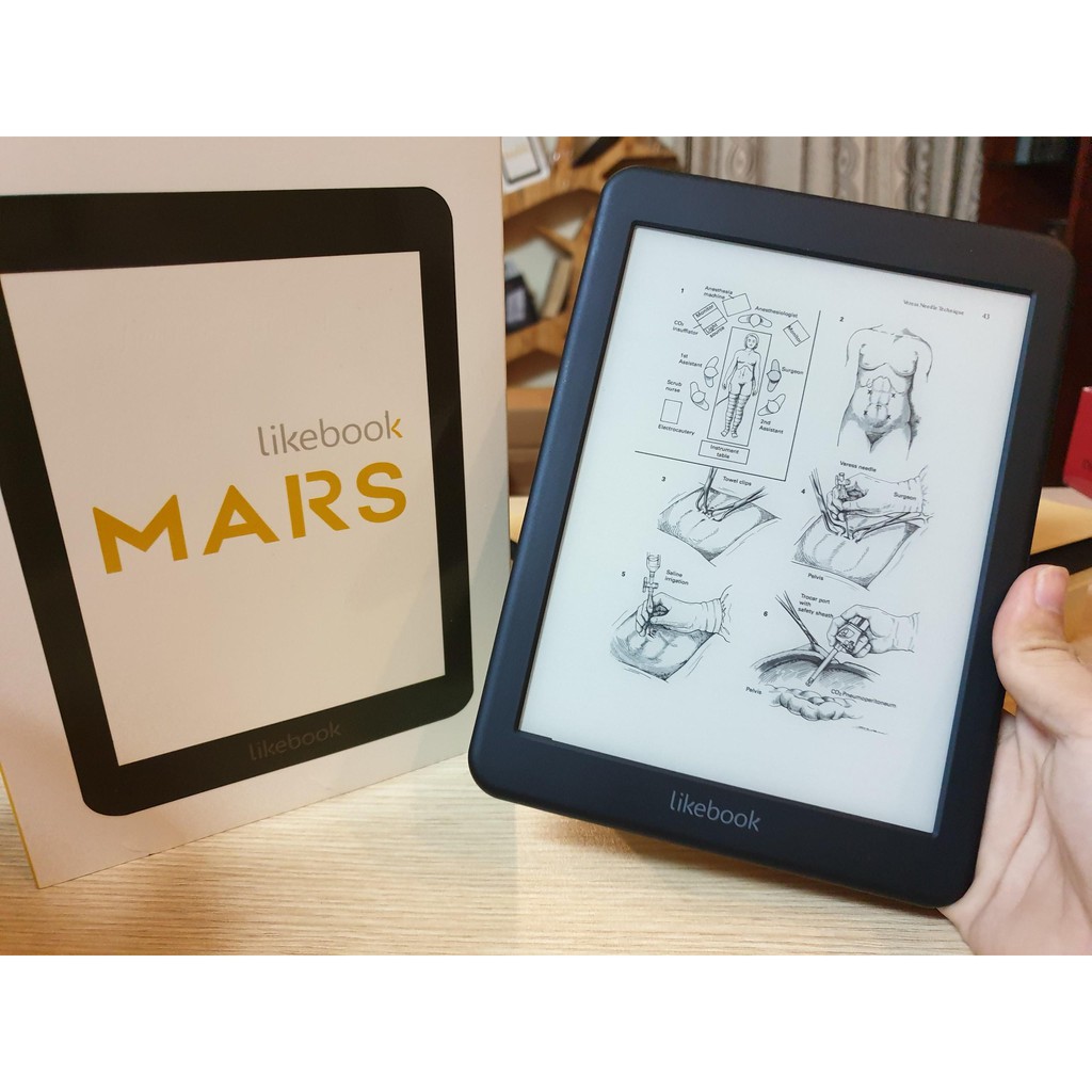 Combo: Máy đọc sách Likebook Mars + Bao da + Túi chống sốc + Kệ để bàn