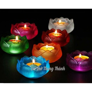 Đế Nến Hoa Sen Giả Lưu Ly Nhỏ (bộ 7 chiếc)