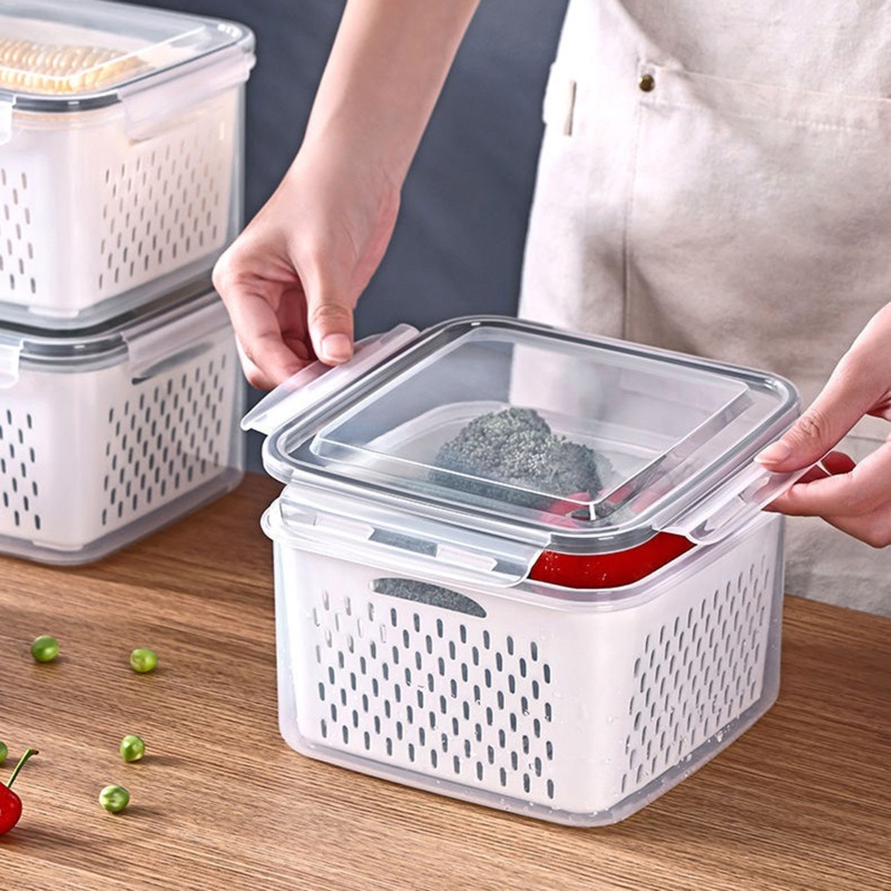 Hộp Đựng Thực Phẩm Hai Tầng Bằng Nhựa Tiện Lợi Cho Tủ Lạnh