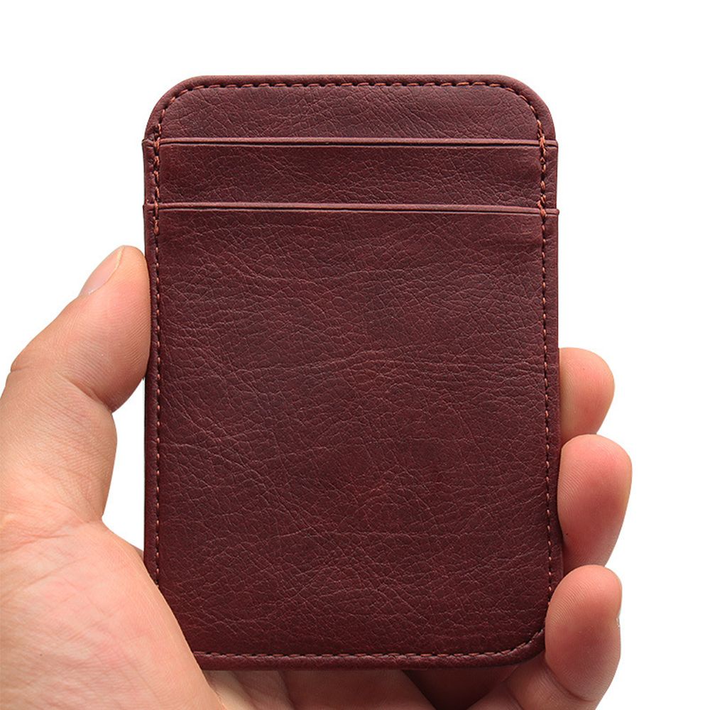 Ví da PU mỏng đựng thẻ ID/thẻ tín dụng nhiều ngăn cho nam và nữ