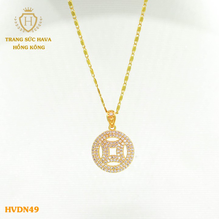 Dây Chuyền Nữ Titan, Vòng Cổ Mặt Đính Đá Xi Mạ Vàng Non 24k - Trang Sức Hava Hong Kong - HVDN49