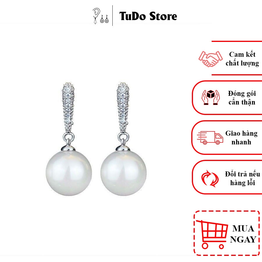 Khuyên tai, bông tai nữ Hàn quốc mạ bạc 925 hình hạt trai phong cách thời thượng HT5