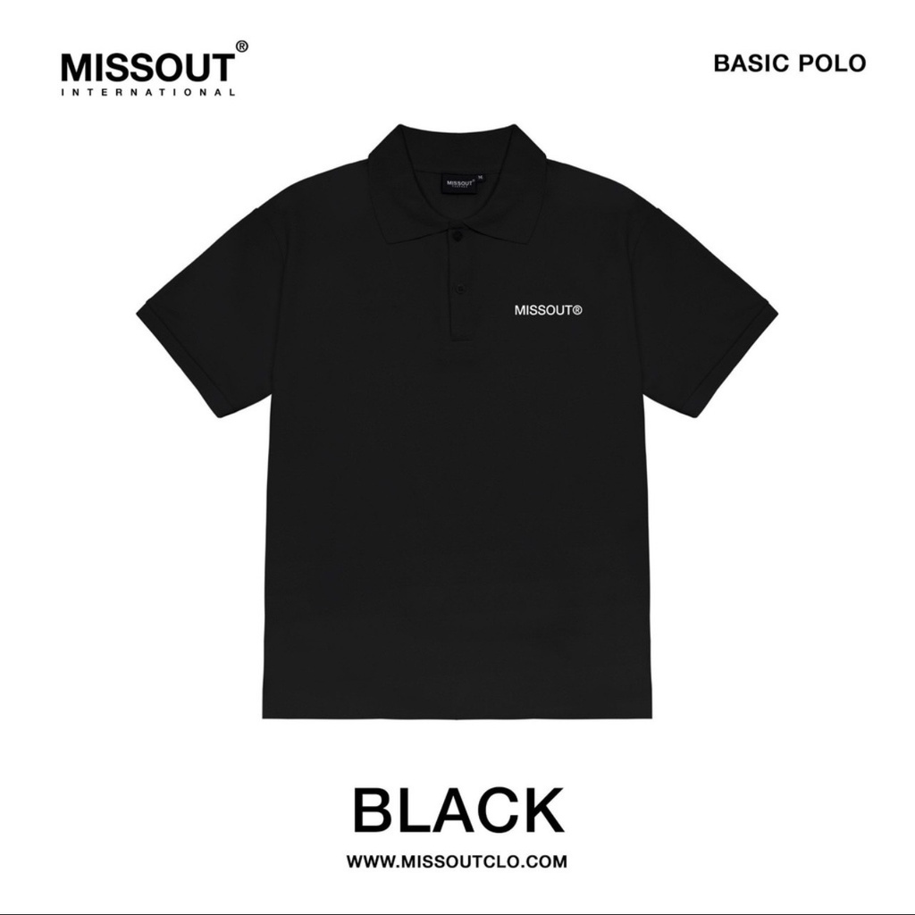 Áo polo basic MISSOUT , áo ngắn tay có cổ họa tiết trơn