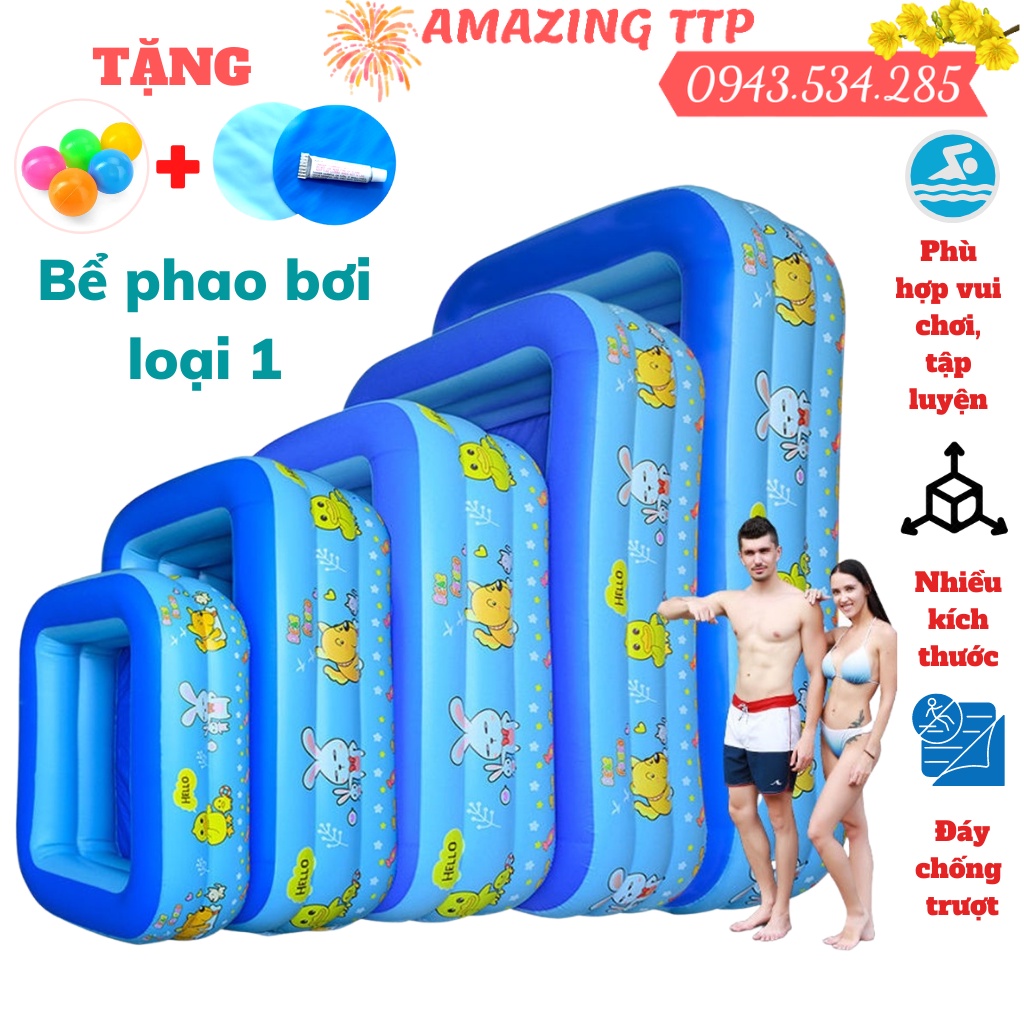 Hồ Bơi, Bể Bơi Tại Nhà Cho Bé 3 Tầng, 2 Tầng, Bể Bơi Các Kích Thước, Phao Bơm Hơi Có Đế Chống Trượt An Toàn Cho Bé