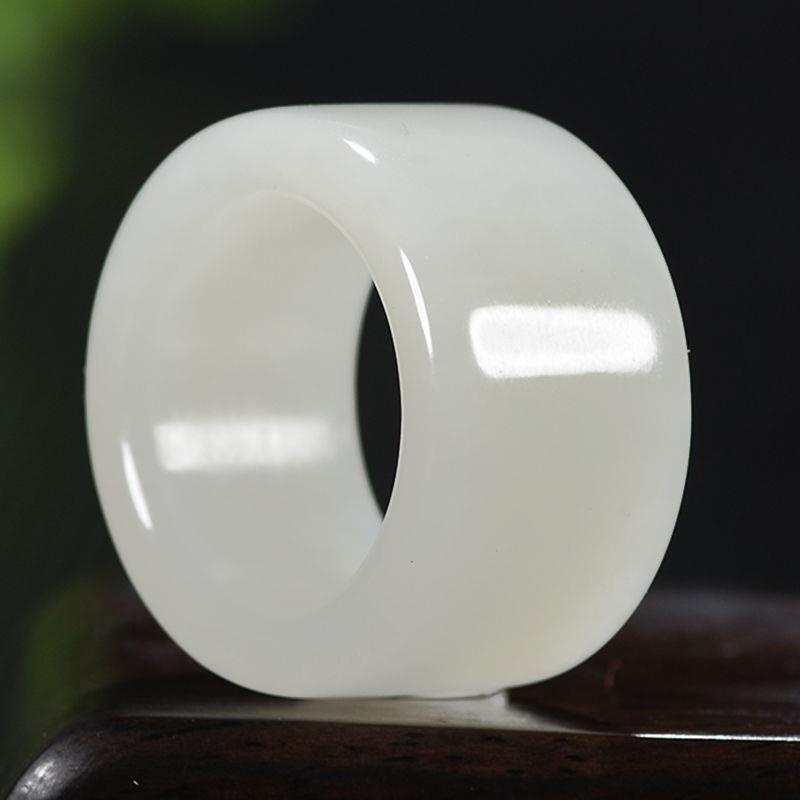 Nhẫn Ngọc Bích Trắng Đeo Ngón Tay Phong Cách Retro Cho Nam